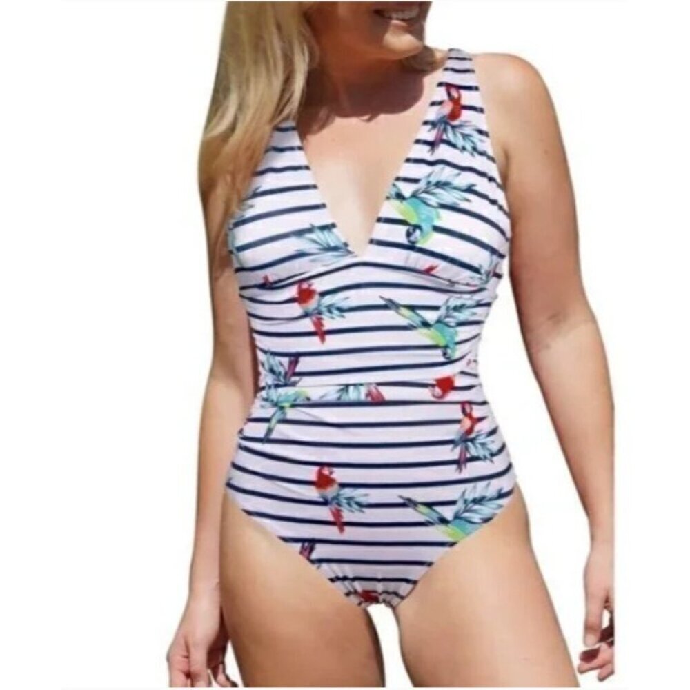 Phurro One Piece Bathing Suit  Parrot Tropical Beach Pool Summer Colorful size M - Picture 2 of 10